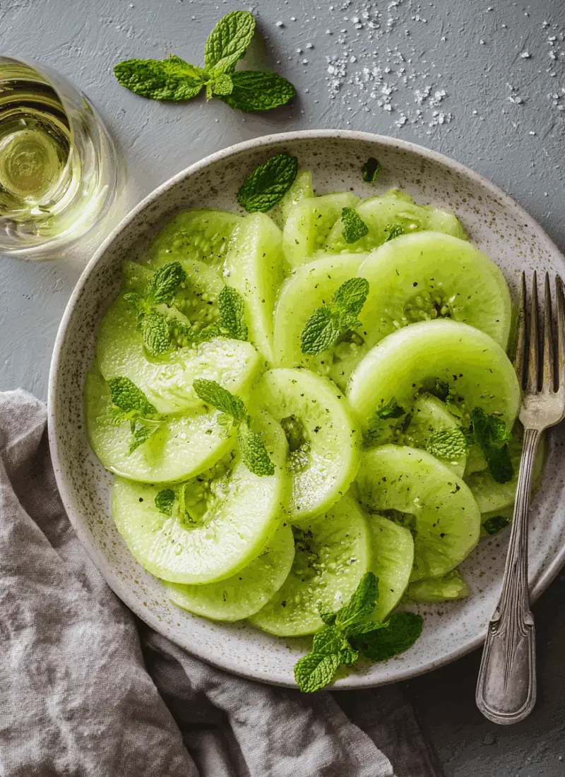 Labor Day Honeydew Carpaccio with Mint – Refreshing, Sweet & Herbaceous