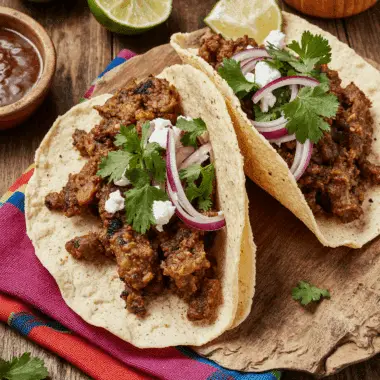 Carnitas Tacos on Handmade Tortillas – Crispy Pork Fiesta Mexican Independence Day Food