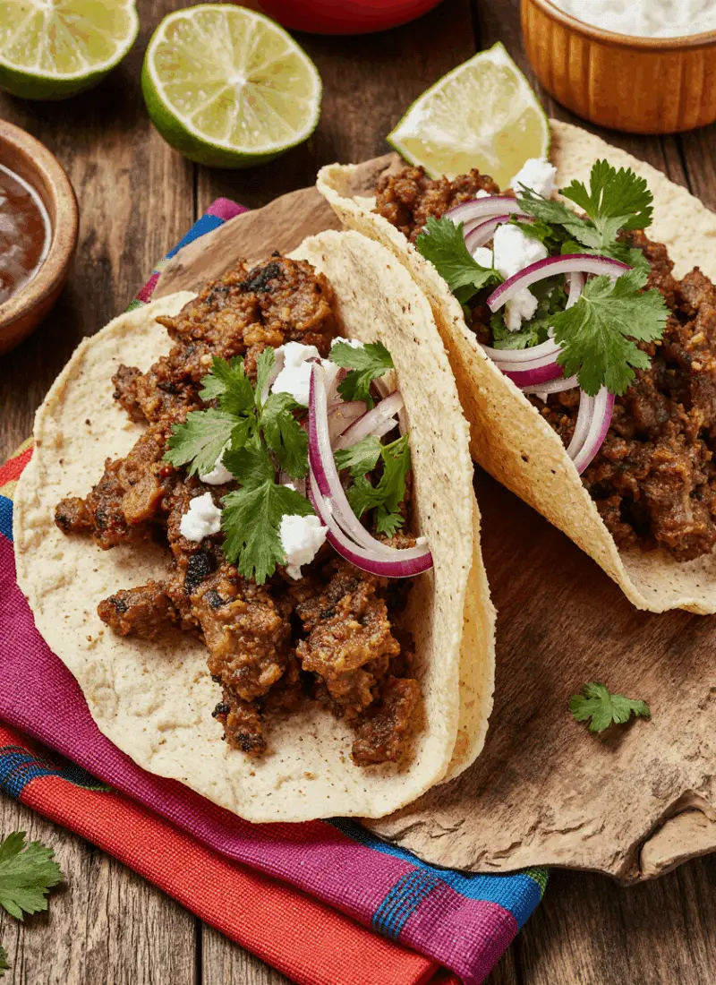 Carnitas Tacos on Handmade Tortillas – Crispy Pork Fiesta Mexican Independence Day Food