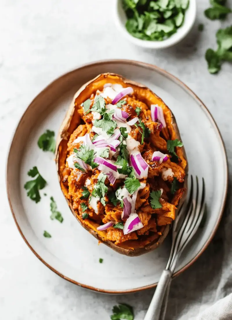 BBQ Chicken Stuffed Sweet Potatoes