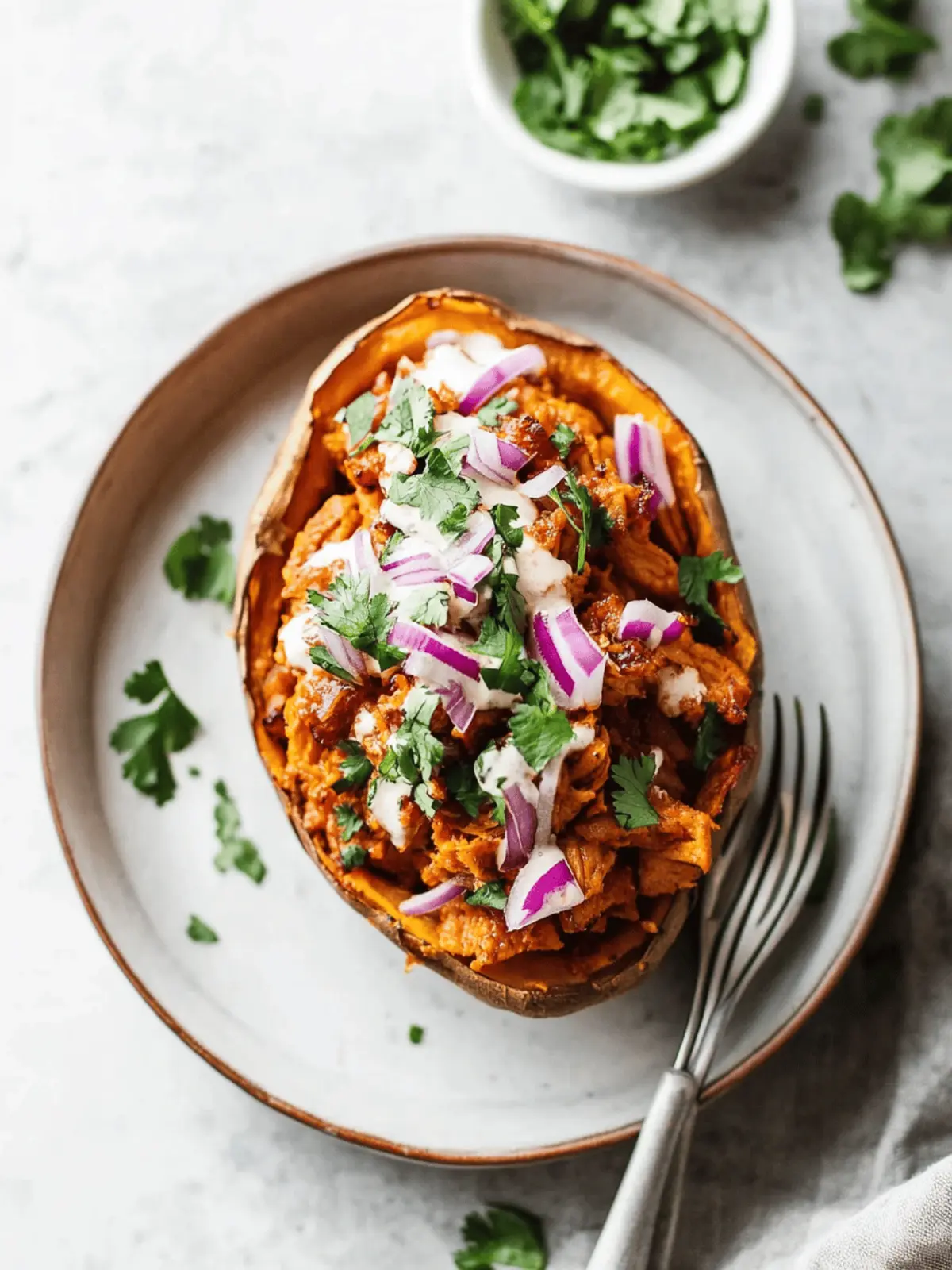BBQ Chicken Stuffed Sweet Potatoes