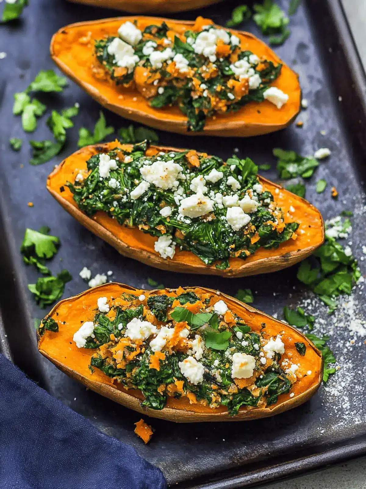 Spinach and Feta Stuffed Sweet Potatoes