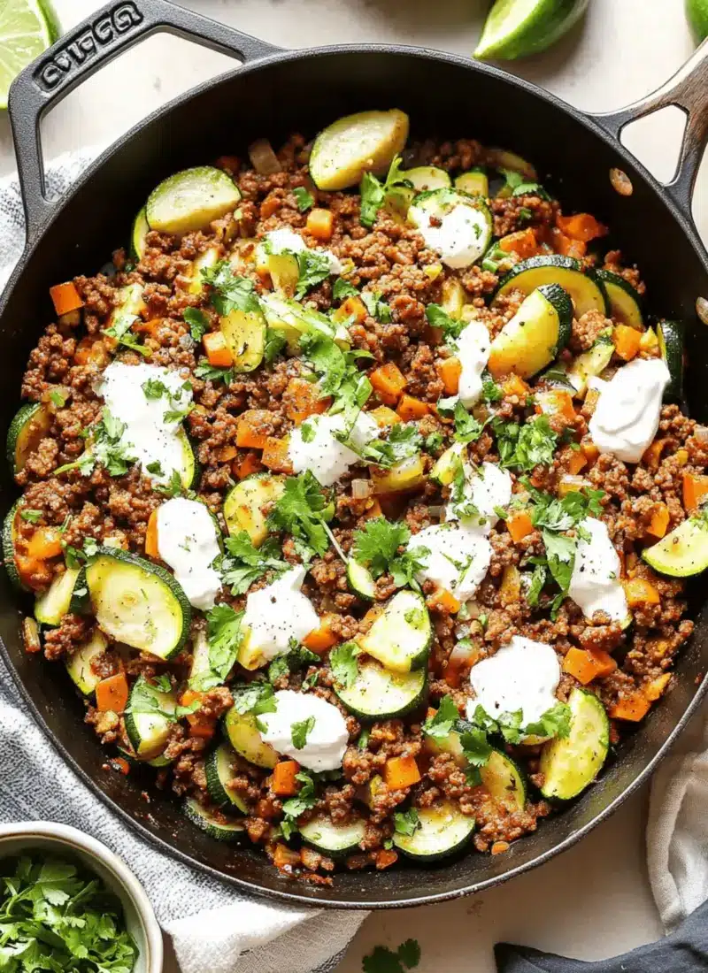 Ground Beef and Zucchini Skillet