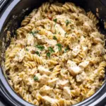 Crockpot Parmesan Garlic Chicken Pasta