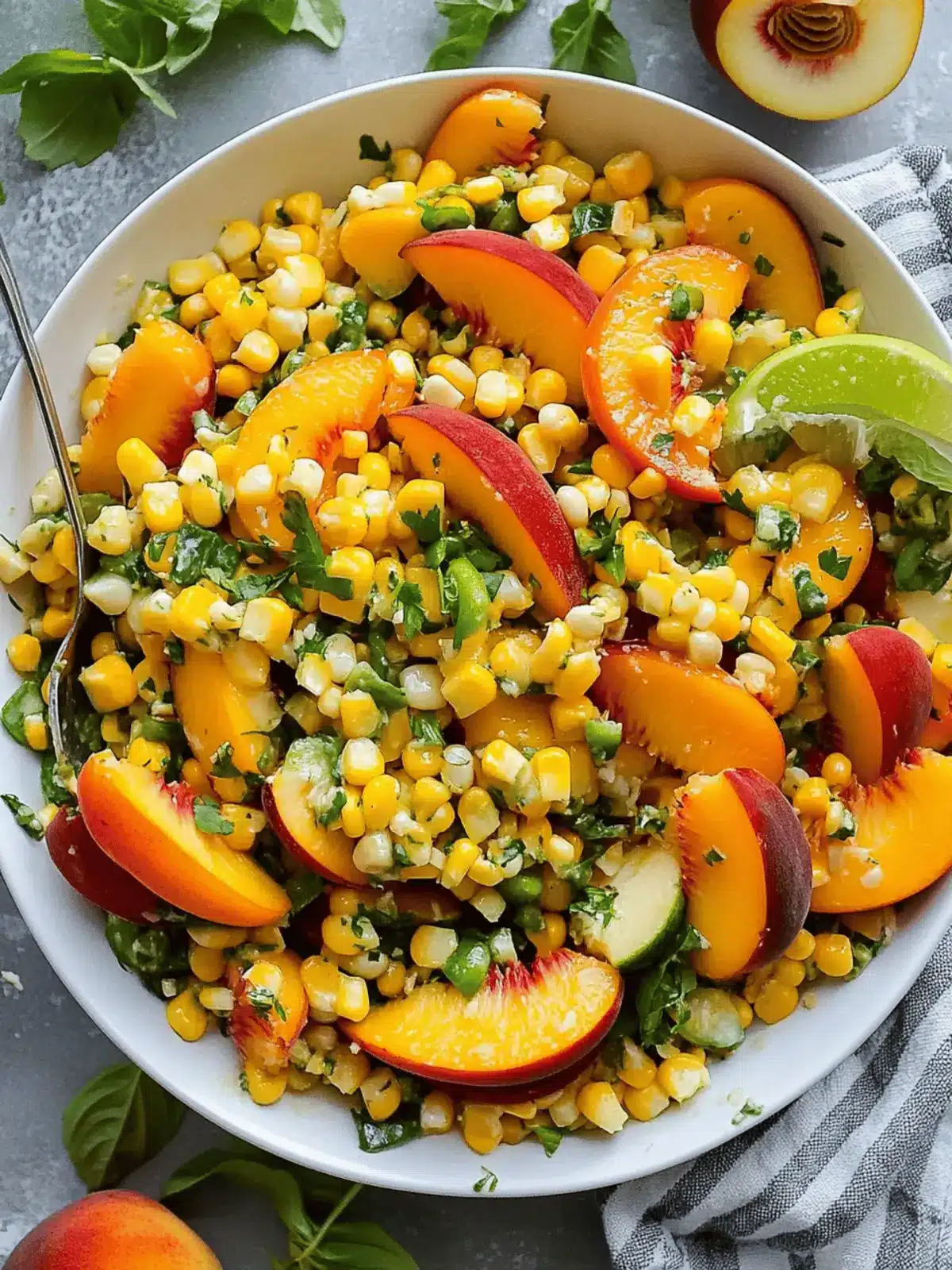 Sweet Corn Salad with Peaches