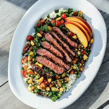 Grilled Peach Salsa and Steak Salad