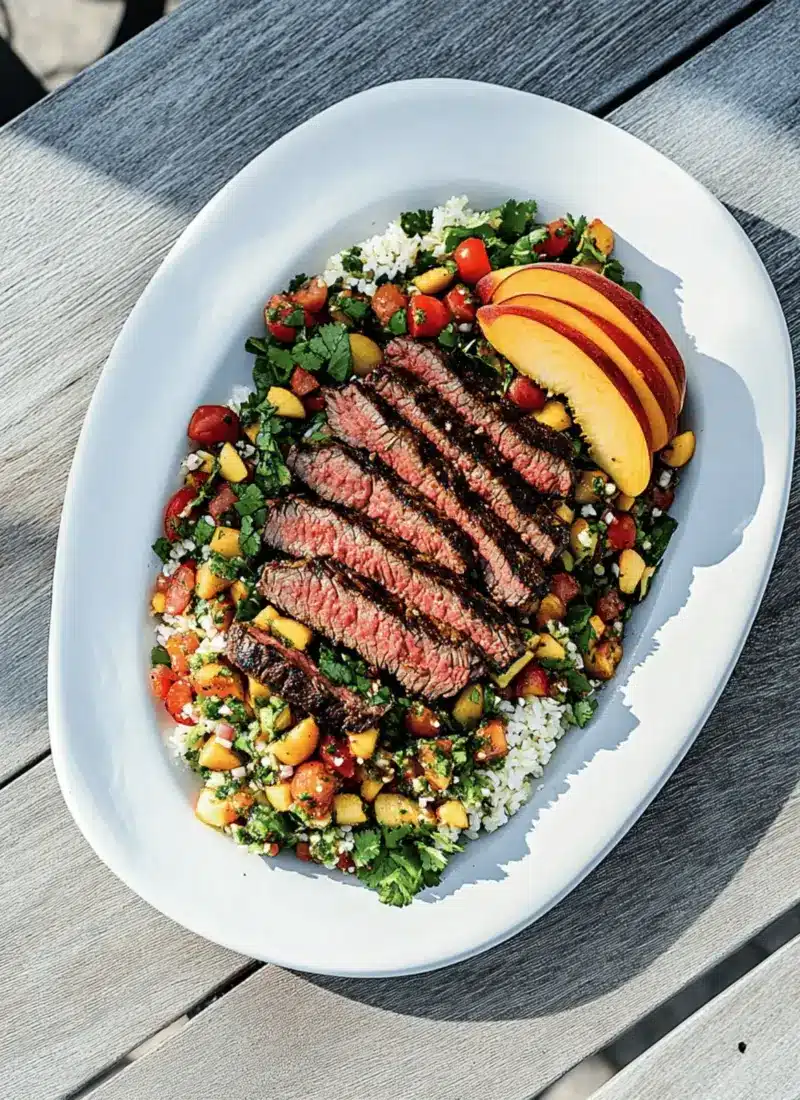 Grilled Peach Salsa and Steak Salad