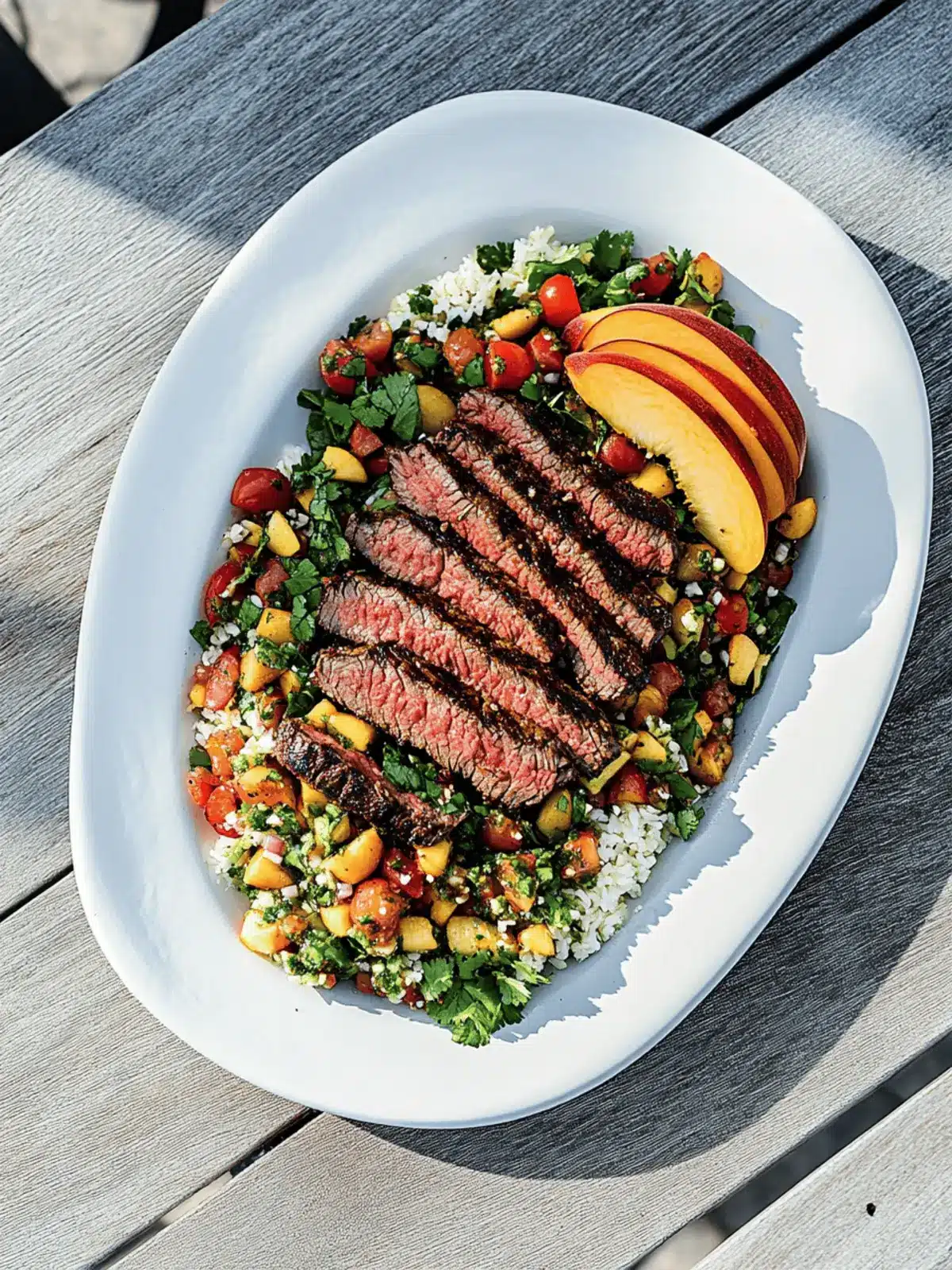 Grilled Peach Salsa and Steak Salad