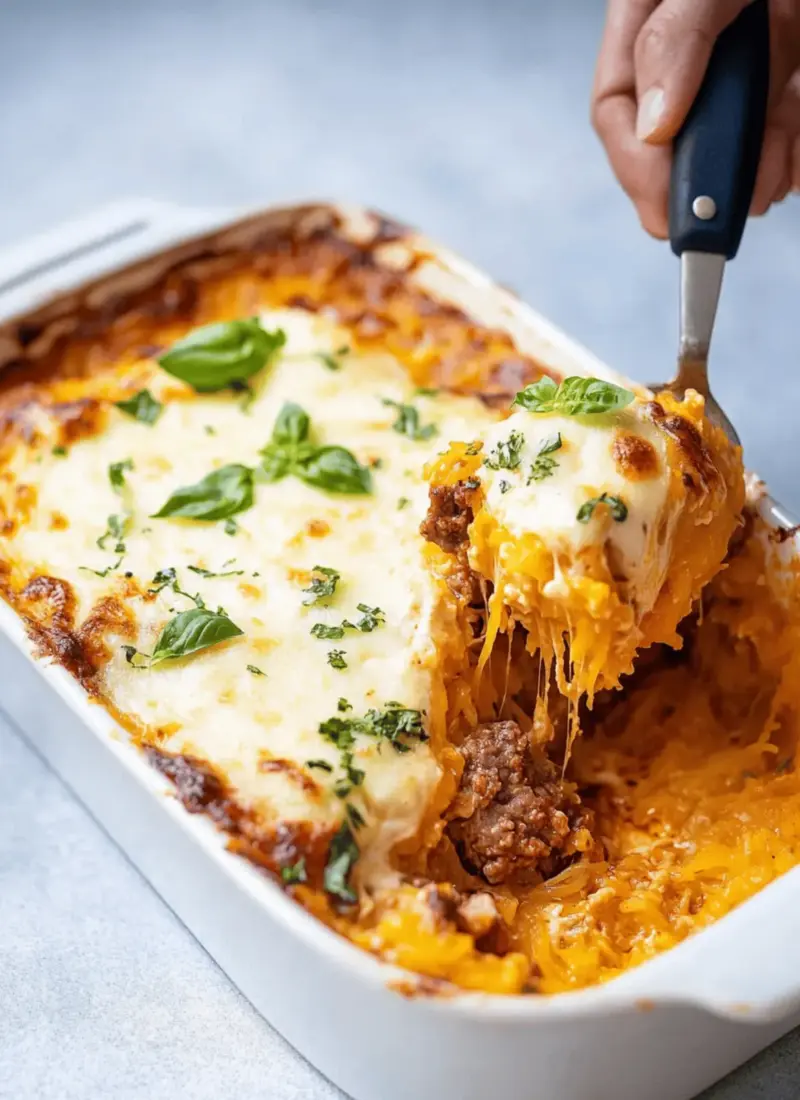 Spaghetti Squash Casserole w/ Beef (Cheesy & Baked)