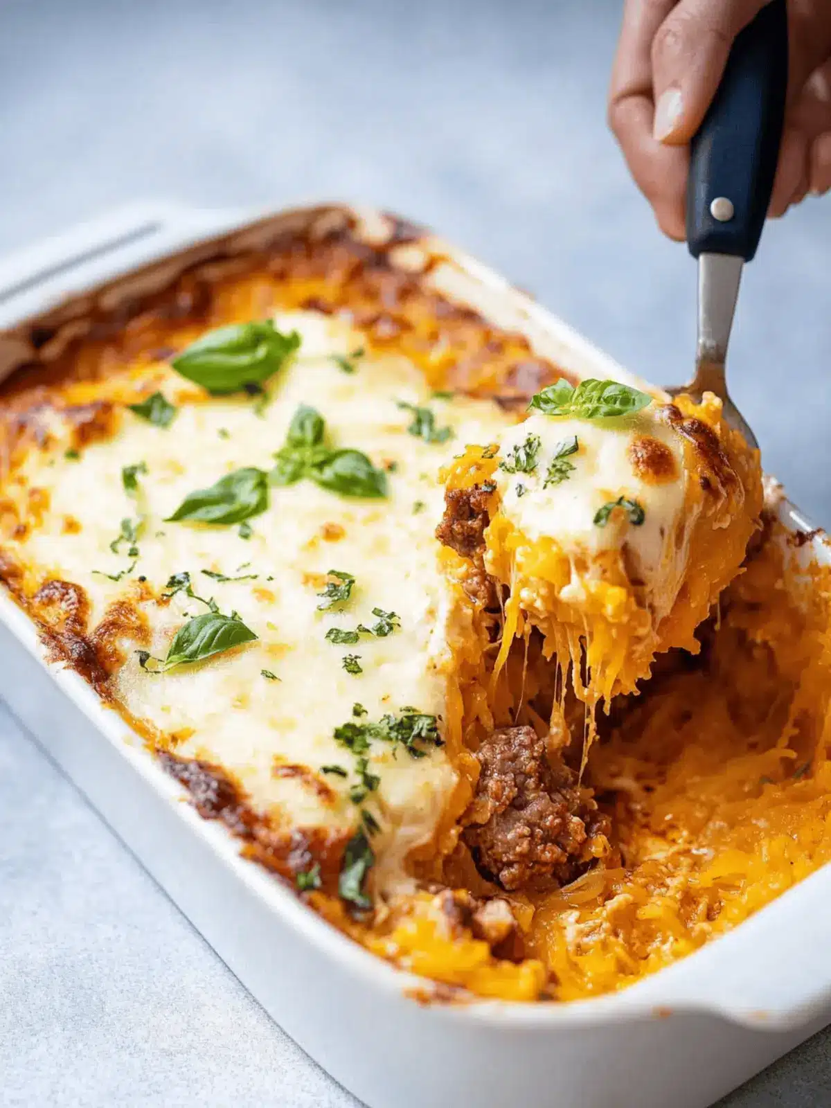 Spaghetti Squash Casserole w/ Beef (Cheesy & Baked)