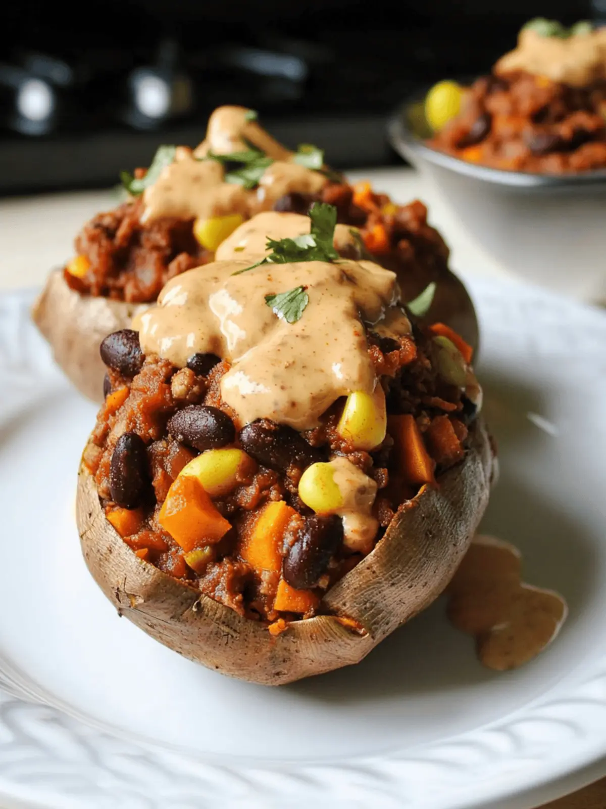 Vegan Chili Stuffed Sweet Potatoes