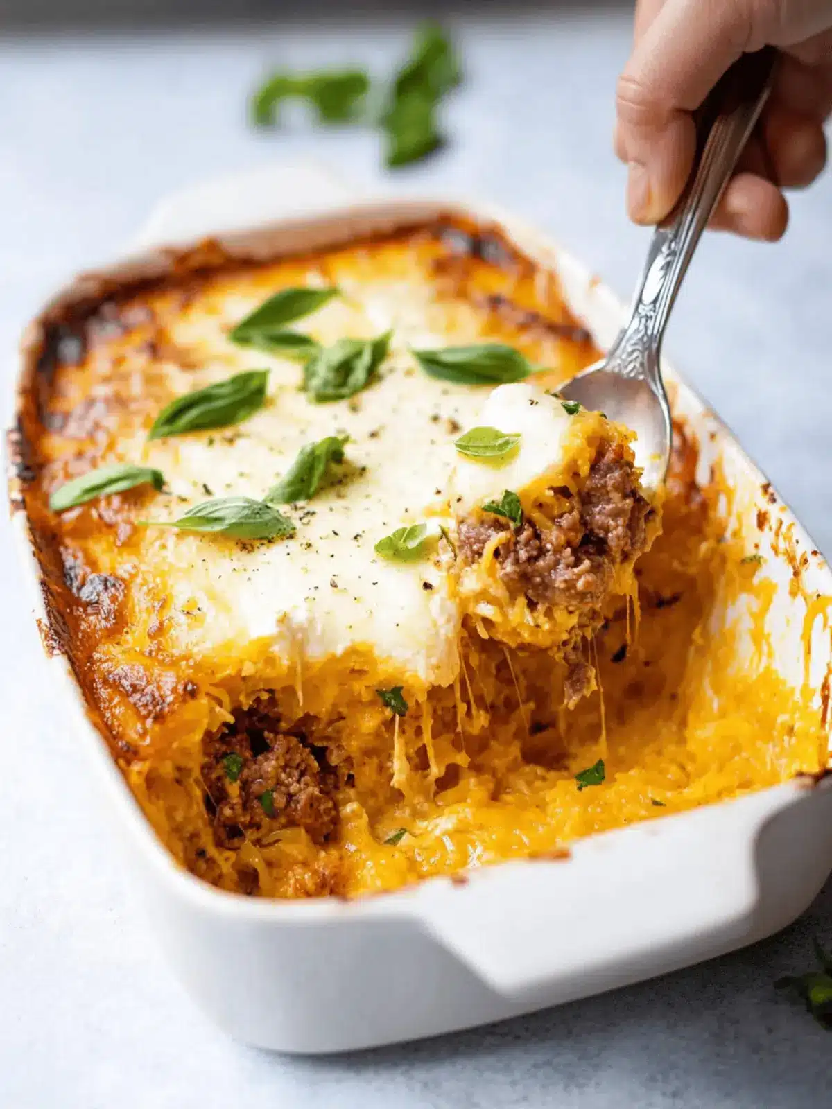 Spaghetti Squash Casserole w/ Beef (Cheesy & Baked)
