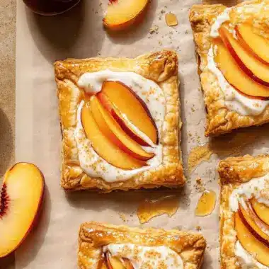 Peaches and Cream Puff Pastry Tarts
