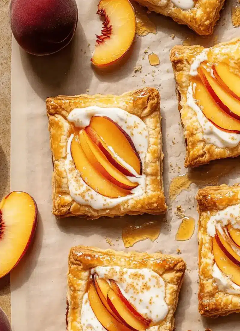 Peaches and Cream Puff Pastry Tarts