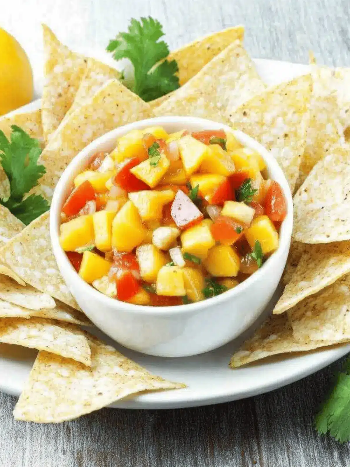 Mango Salsa and Baked Corn Tortilla Chips