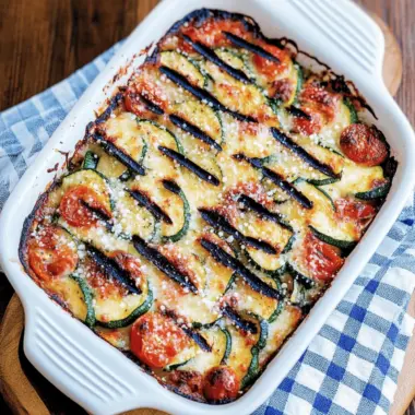 Cheesy Grilled Zucchini and Tomato Bake