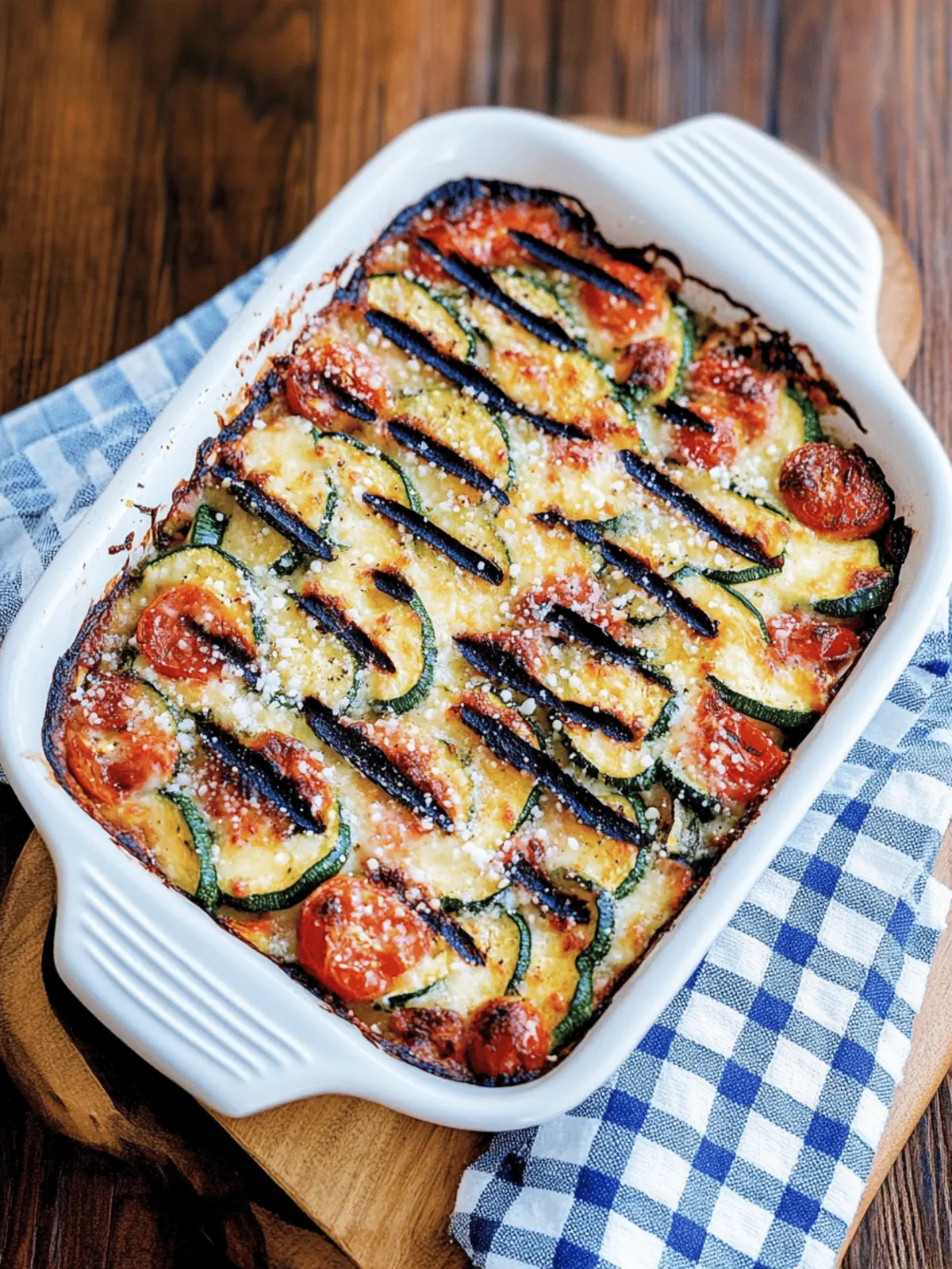 Cheesy Grilled Zucchini and Tomato Bake