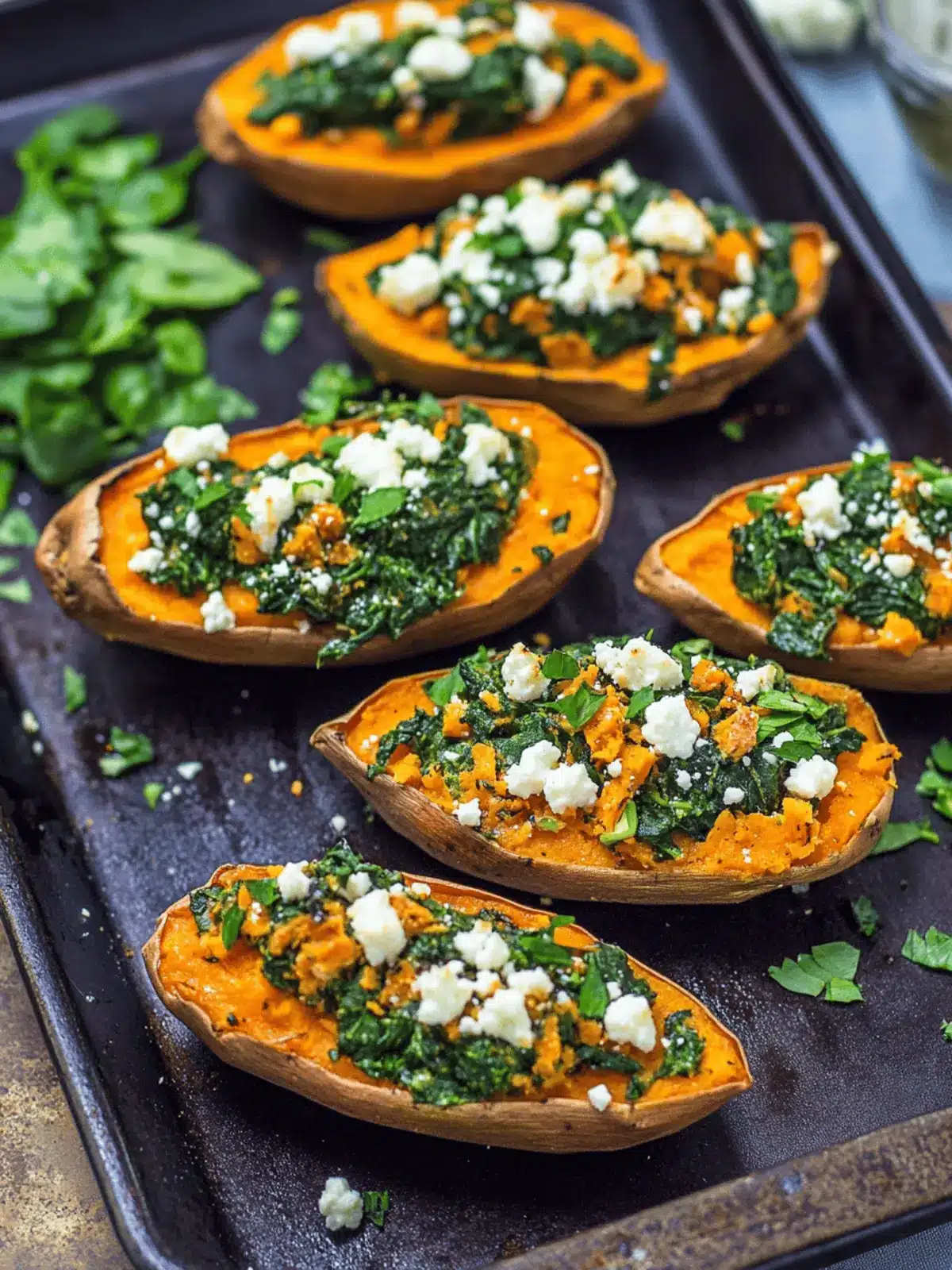 Spinach and Feta Stuffed Sweet Potatoes