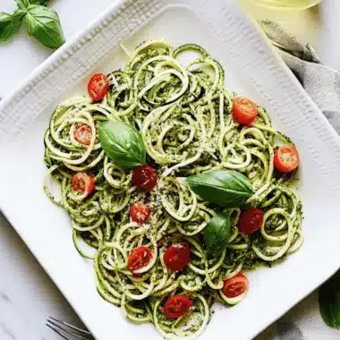 Heather’s Zucchini Noodles with Basil-Pumpkin Seed Pesto