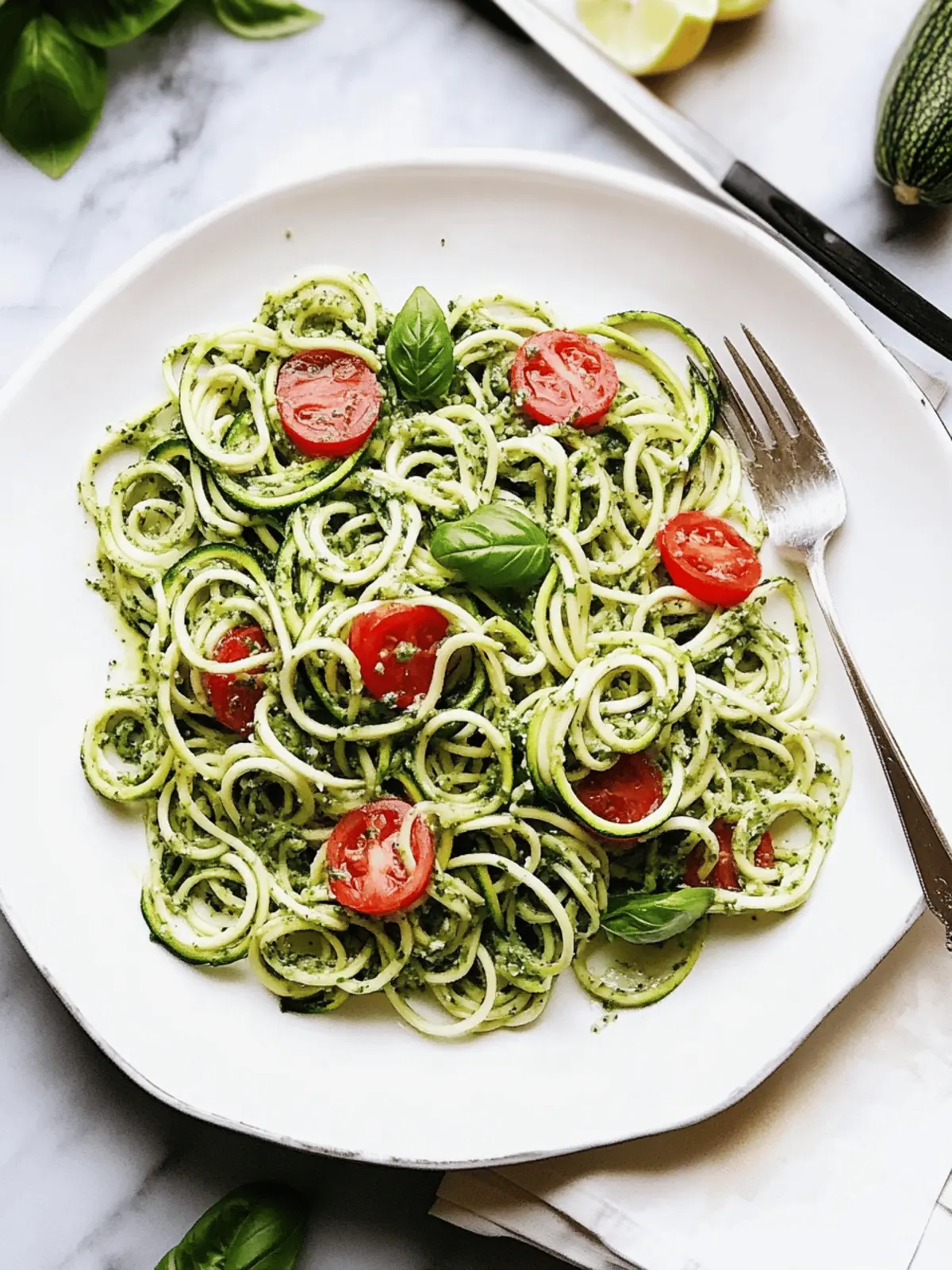 Heather’s Zucchini Noodles with Basil-Pumpkin Seed Pesto
