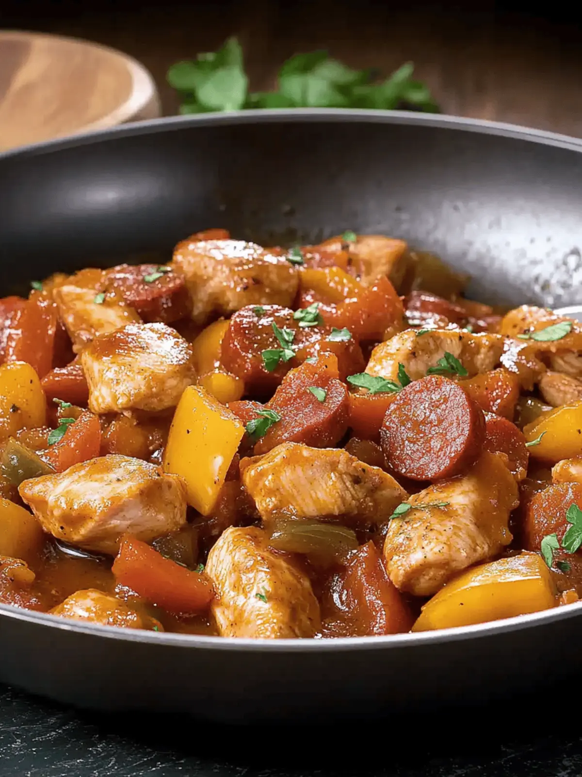 Skillet Chicken Kielbasa and Bell Pepper