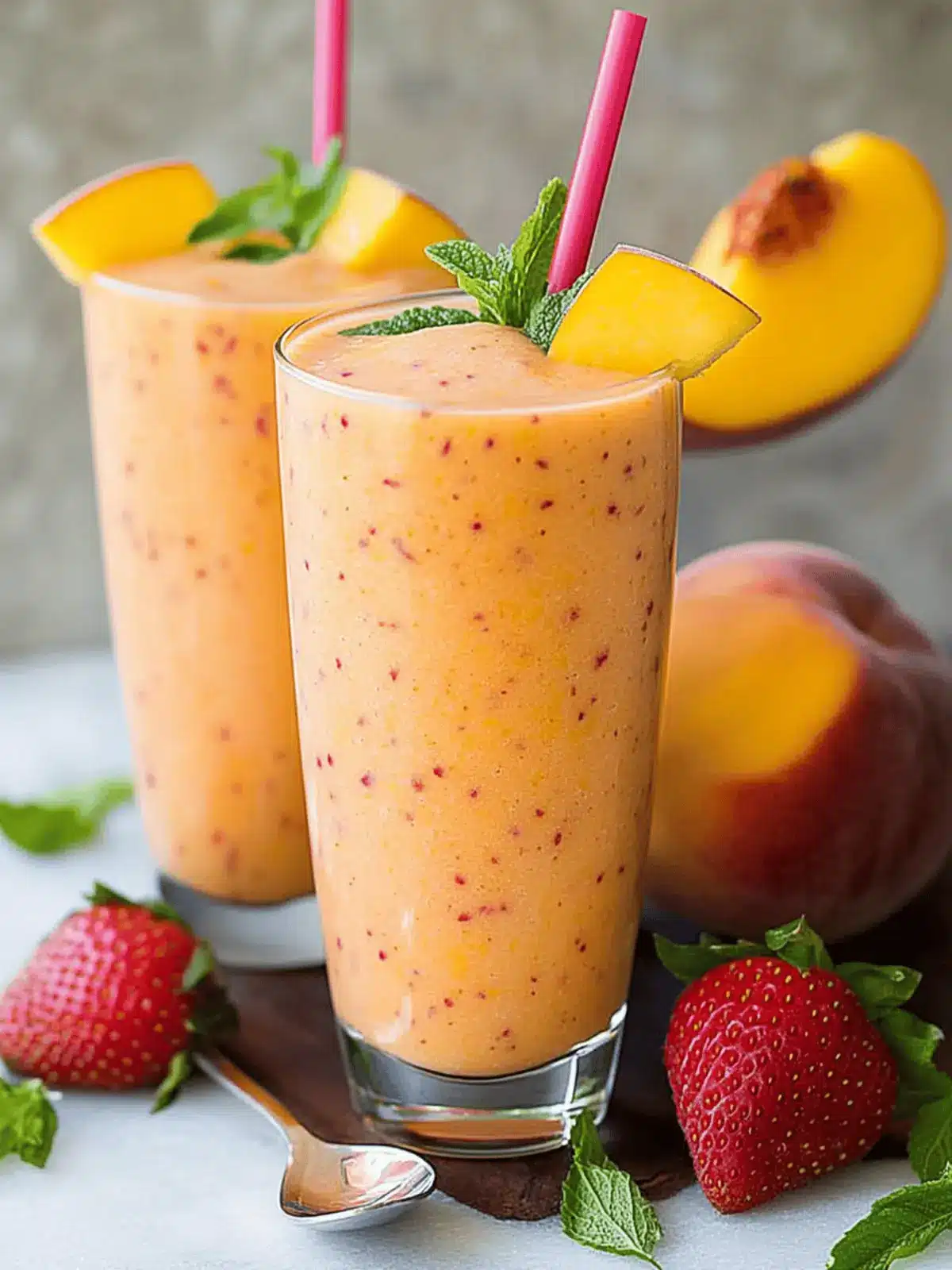 Mango Peach and Strawberry Smoothie
