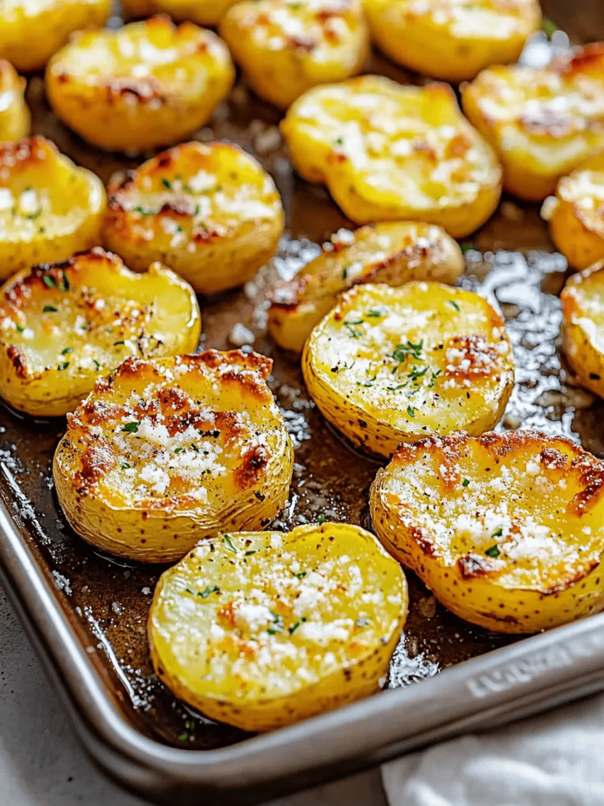 Baked Smashed Potatoes With Garlic & Parmesan