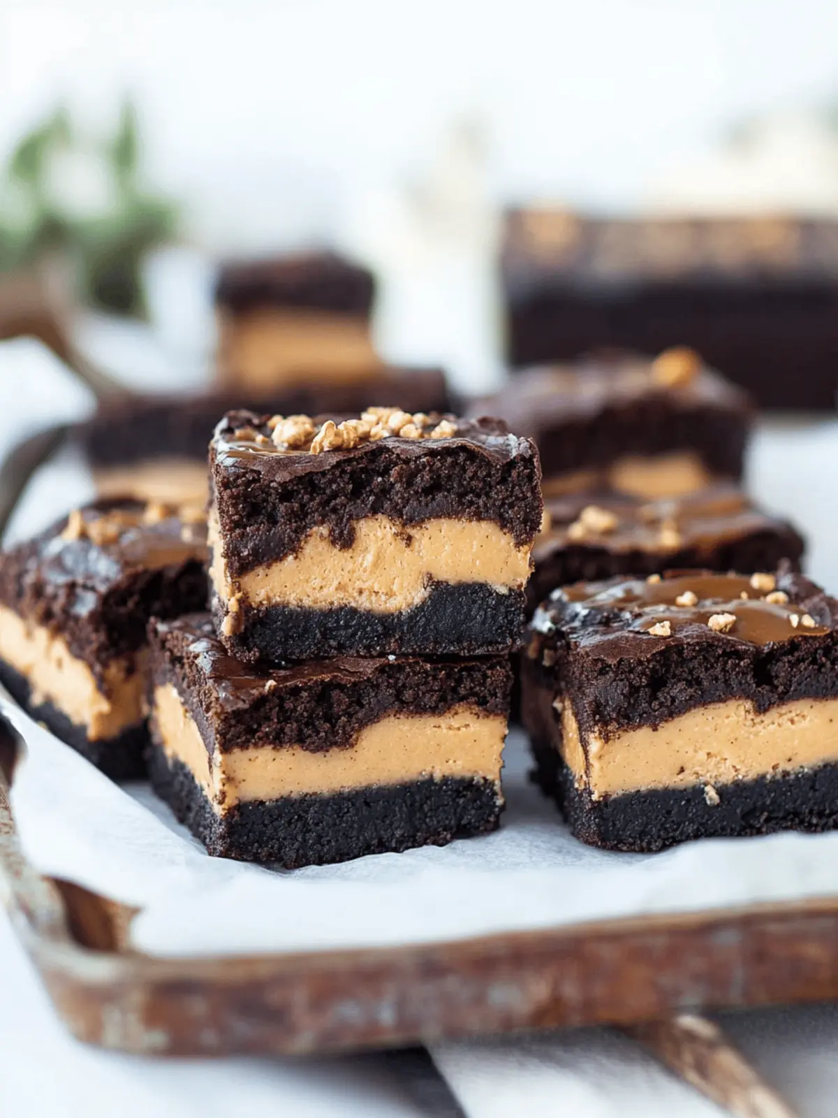 Layered Peanut Butter Crunch Brownies