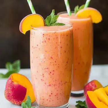 Mango Peach and Strawberry Smoothie