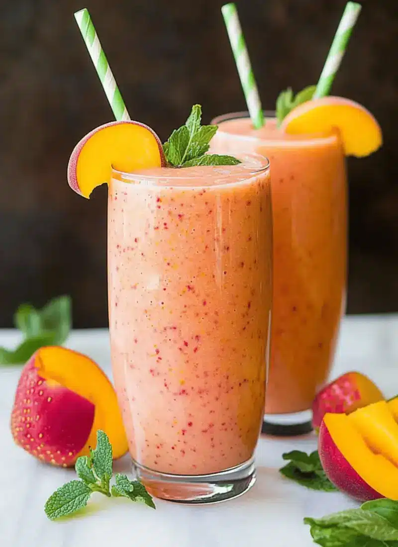 Mango Peach and Strawberry Smoothie