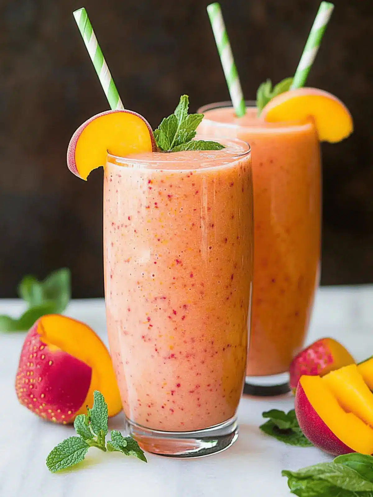 Mango Peach and Strawberry Smoothie
