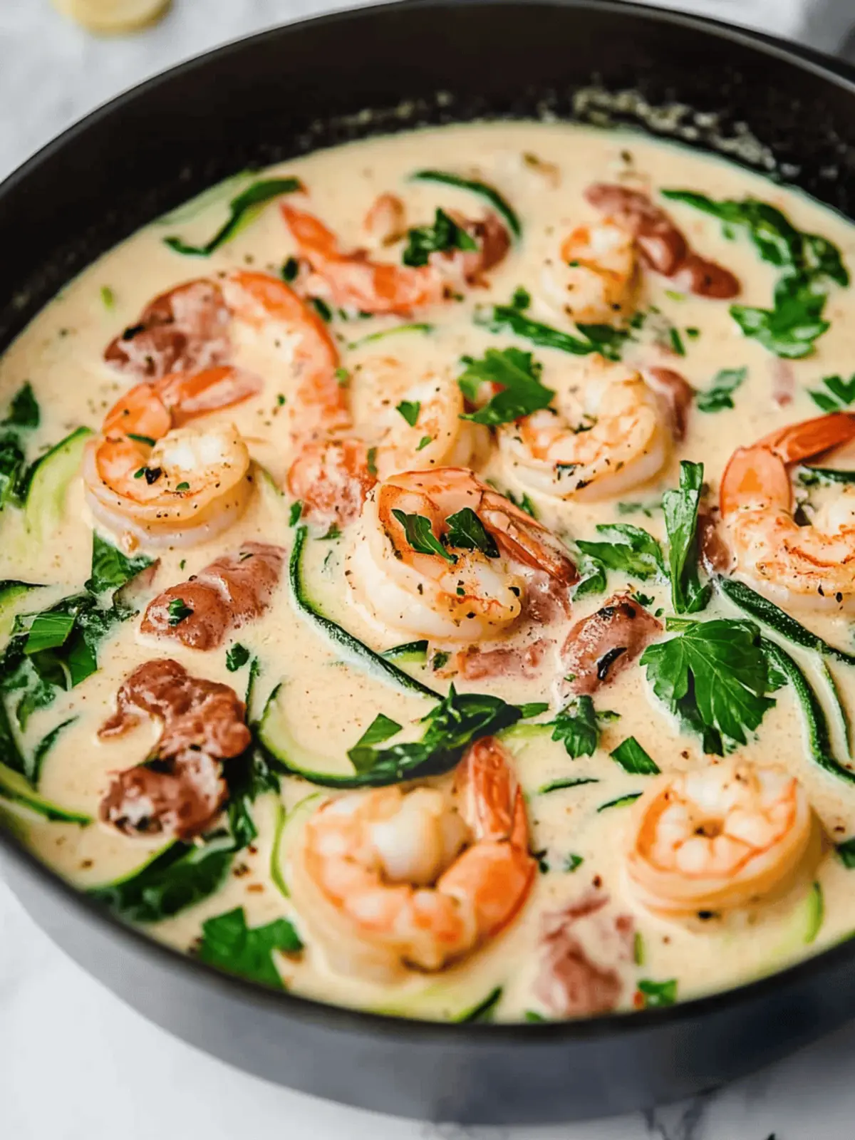 Tuscan Garlic Shrimp & Zucchini Noodles