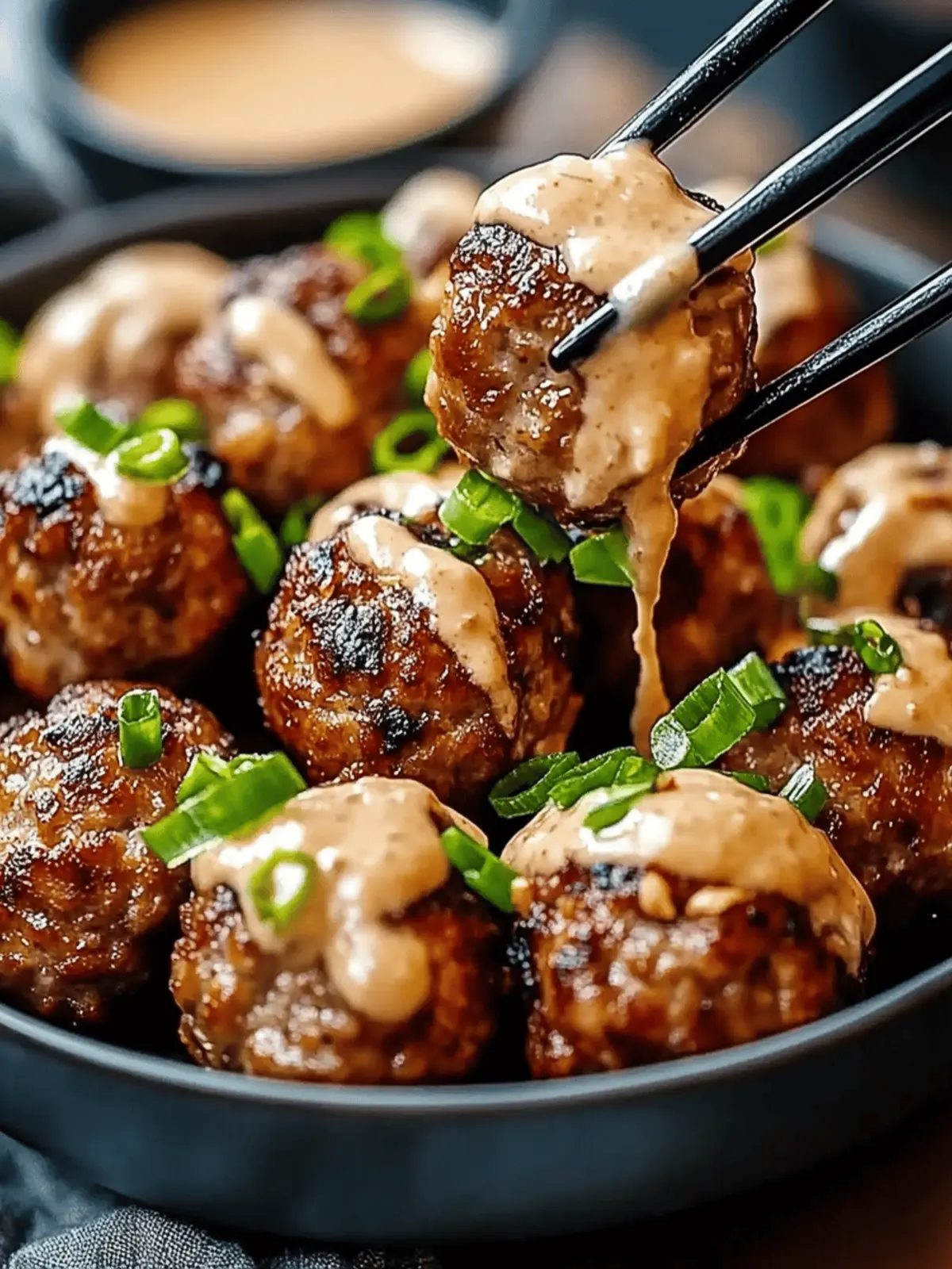 Korean BBQ Meatballs with Spicy Mayo Dip