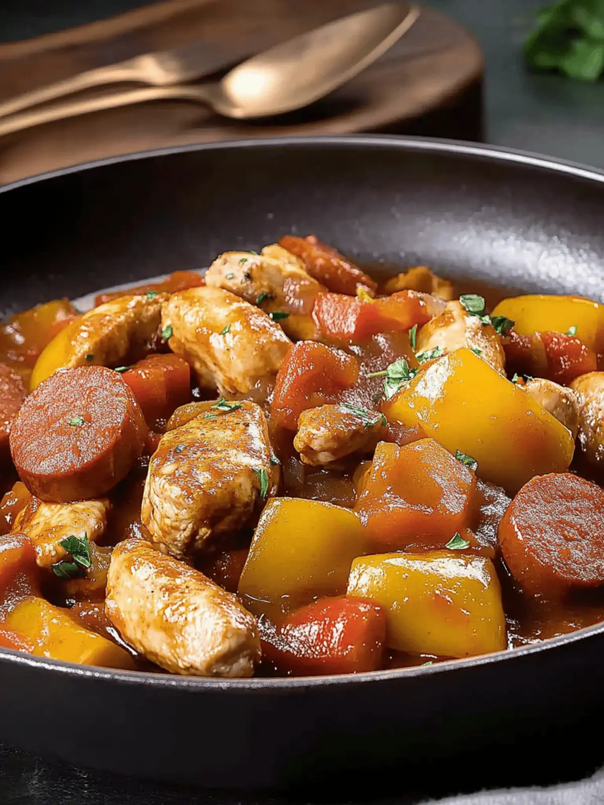 Skillet Chicken Kielbasa and Bell Pepper