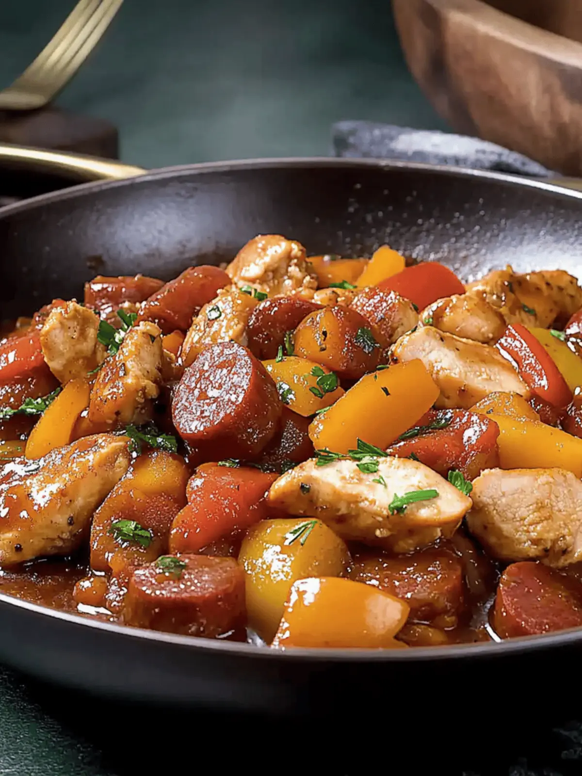 Skillet Chicken Kielbasa and Bell Pepper