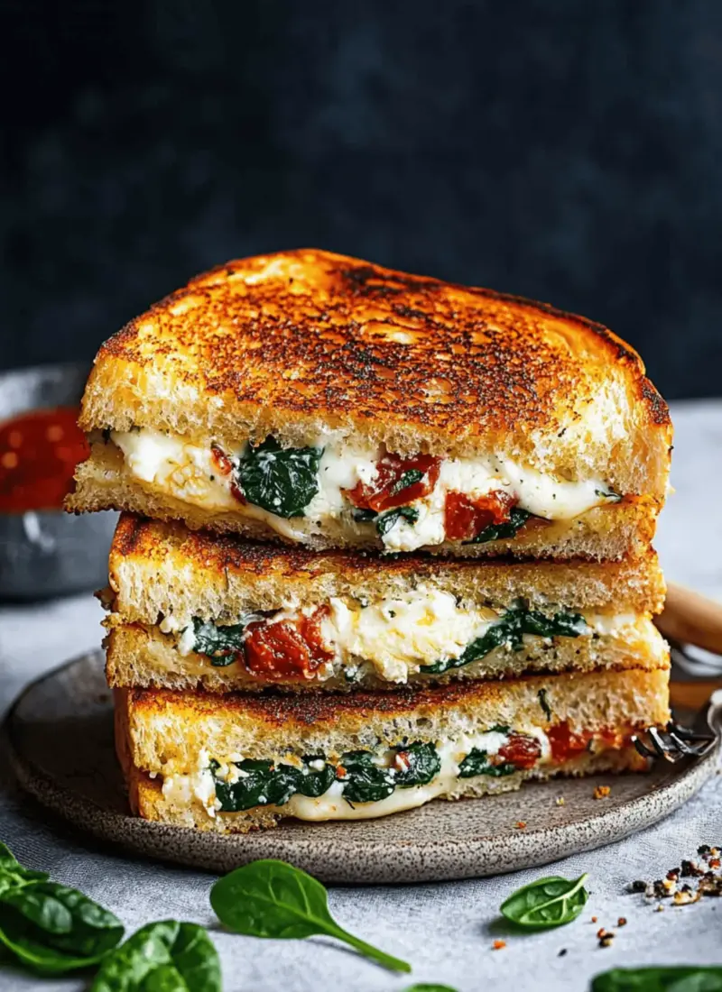 Feta Grilled Cheese Sandwich with Spinach