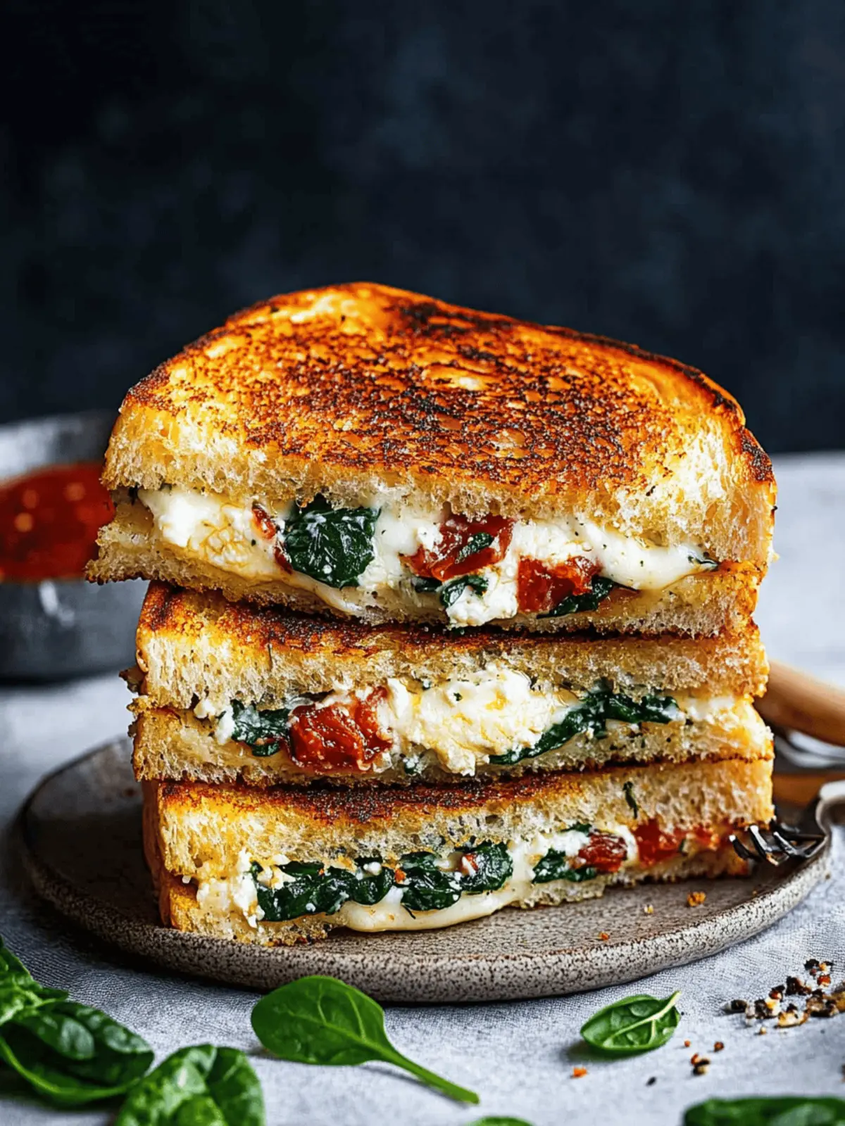 Feta Grilled Cheese Sandwich with Spinach