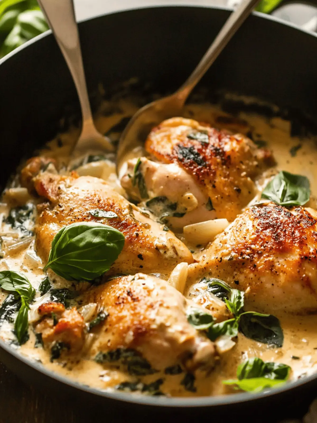 Creamy Skillet Chicken with Garlic & Basil
