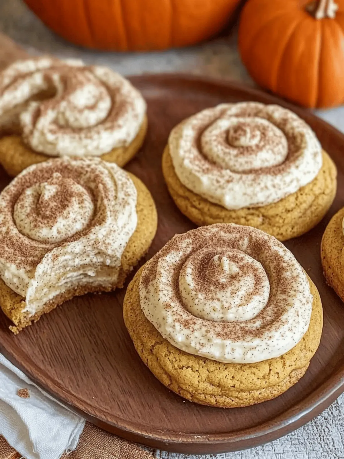 Soft Pumpkin Cookies with Cinnamon Frosting