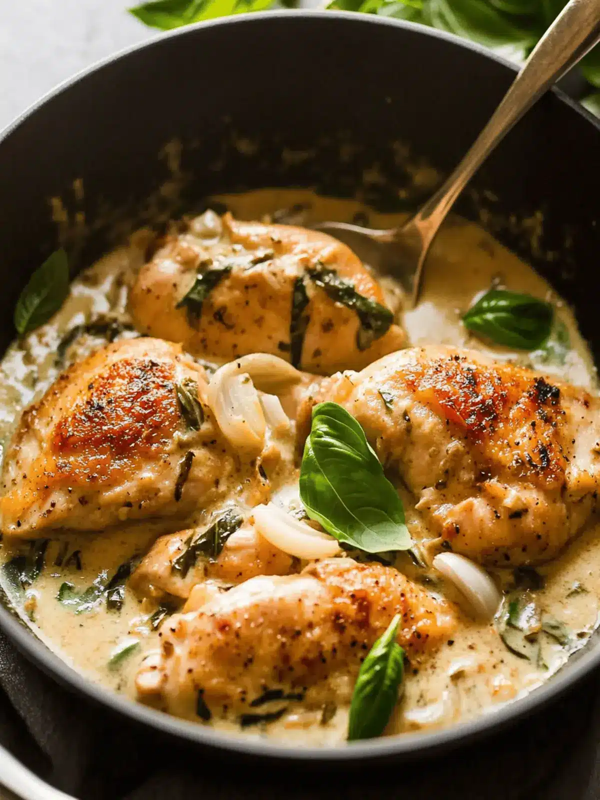 Creamy Skillet Chicken with Garlic & Basil