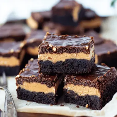 Layered Peanut Butter Crunch Brownies
