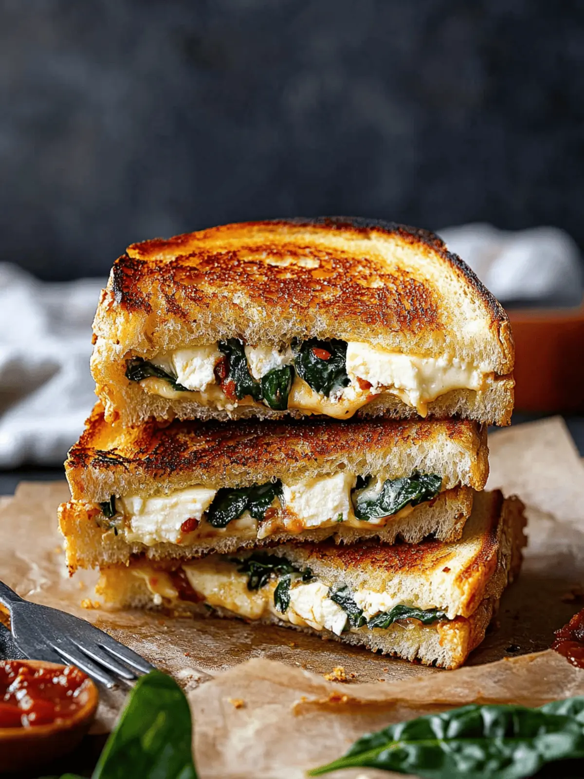 Feta Grilled Cheese Sandwich with Spinach