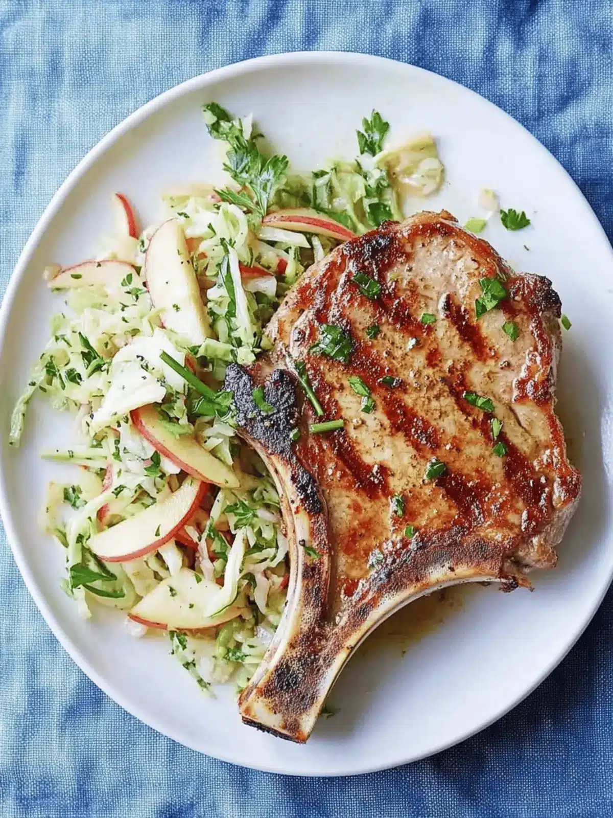 Seared Pork Chops with Apple-Cabbage Slaw