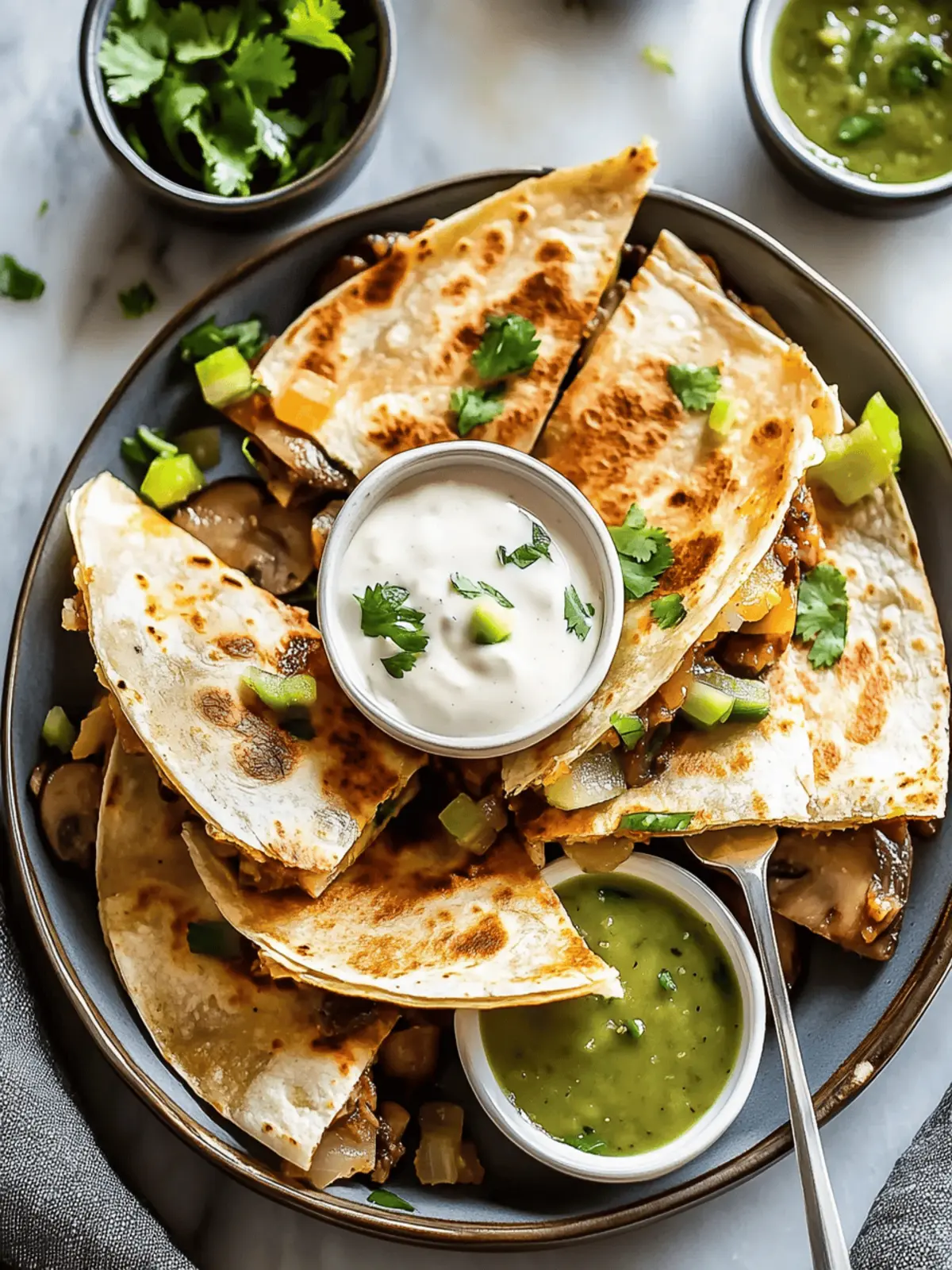 Mushroom Quesadillas de Champiñones