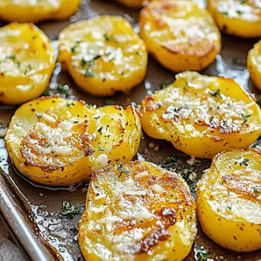 Baked Smashed Potatoes With Garlic & Parmesan