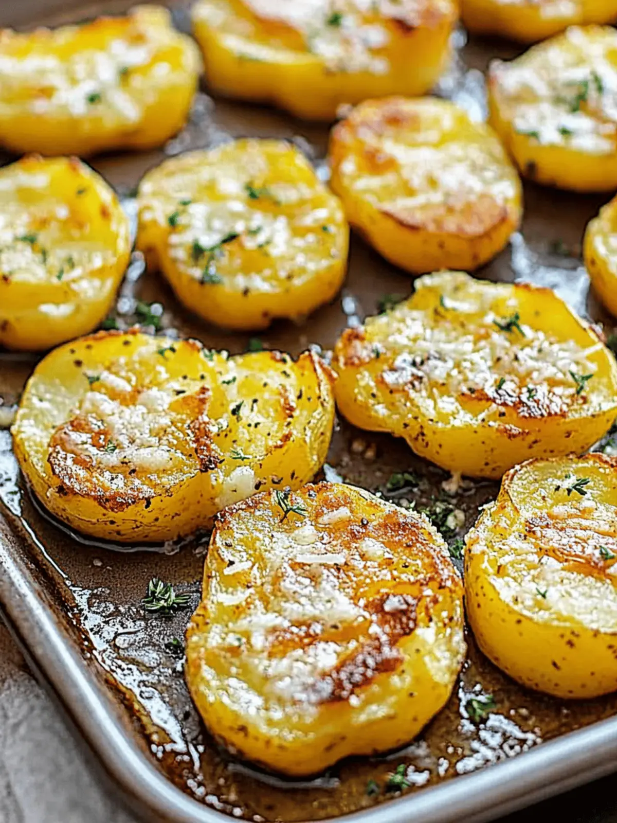 Baked Smashed Potatoes With Garlic & Parmesan