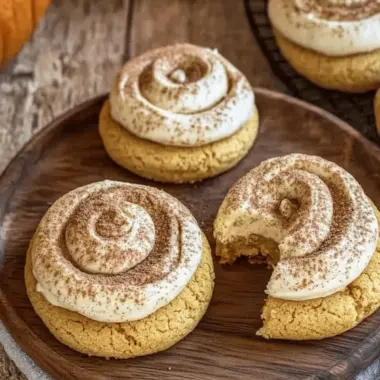 Soft Pumpkin Cookies with Cinnamon Frosting