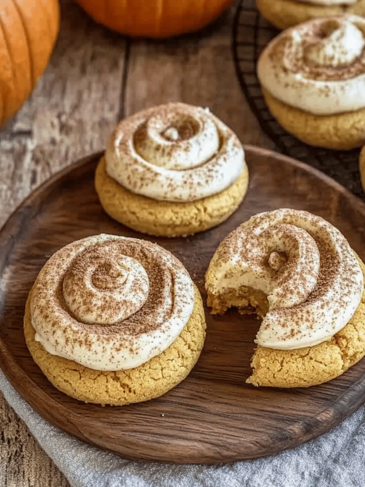 Soft Pumpkin Cookies with Cinnamon Frosting