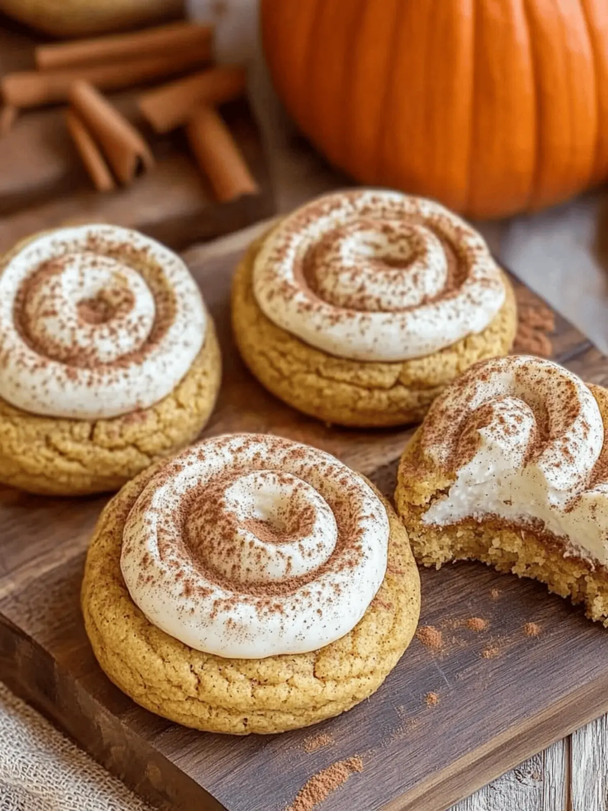 Soft Pumpkin Cookies with Cinnamon Frosting