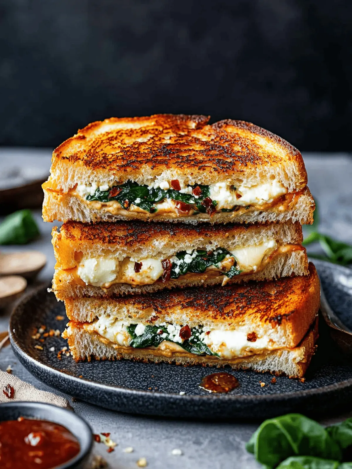 Feta Grilled Cheese Sandwich with Spinach